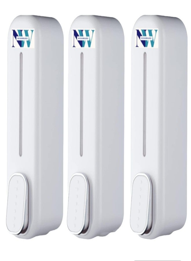NISHWARE ABS Wall Mounted Hand Soap Dispenser | Multipurpose Liquid Dispenser for Hand Wash, Shampoo, Gel Dispenser for Bathroom (350 ML) White Set of 3 - Image 1